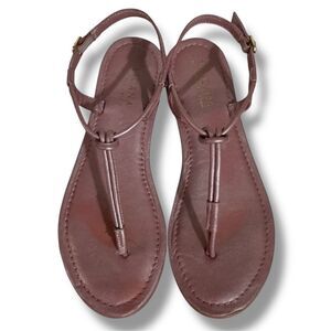 Lascana Rose Gold Colored Leather Open Toe Thong Sandals Women’s Size 8 1/2”